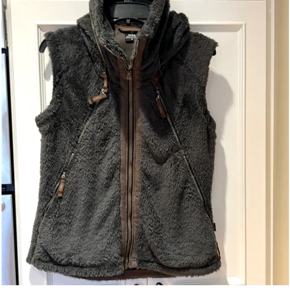 Kuhl Flight Womens Vest Gray Full Zip Fleece Hoodie Sleeveless Size Medium Gorpe